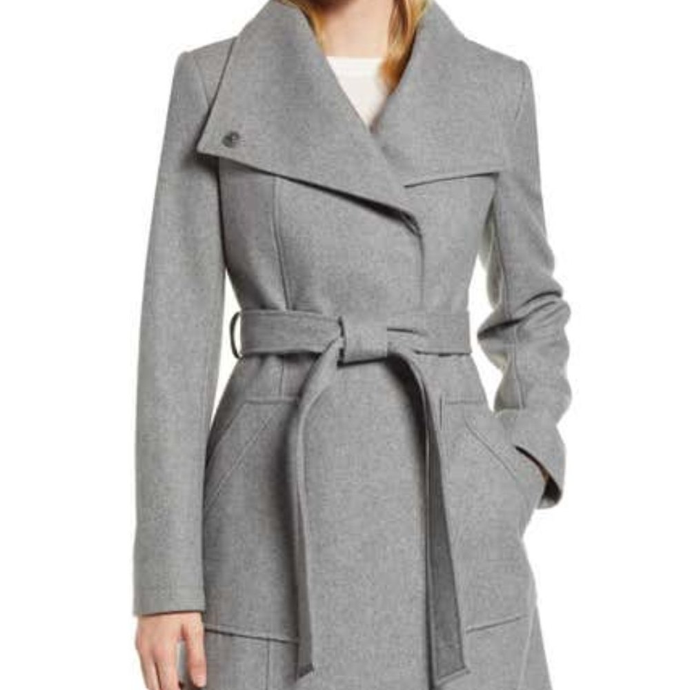 Halogen Belted Wool Blend Coat Gray XXL